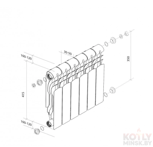 картинка Биметаллический радиатор Royal Thermo Revolution Bimetall 350+ фото 5