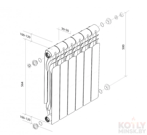 картинка Биметаллический радиатор Royal Thermo Revolution Bimetall 500+ фото 5