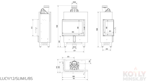 Топка каминная Kratki Lucy 12 L/BS Slim фото 4