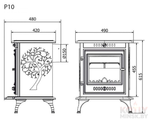 Печь-камин KawMet P10 6,8 kW Eco фото 4